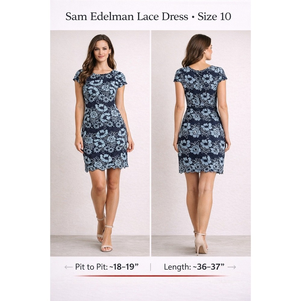 Sam Edelman NWT Navy Blue Floral Lace‎ Sheath Dress Size 10 Cocktail Wedding